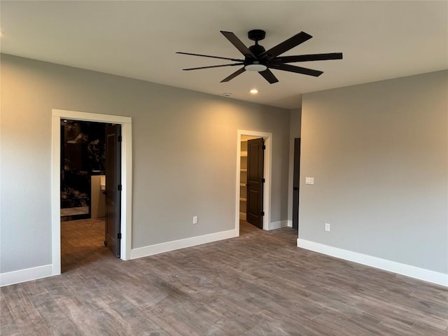 3318 Bay W Blvd, Horseshoe Bay, TX 78657 - spare room with wood finished floors, recessed lighting, and ceiling fan
