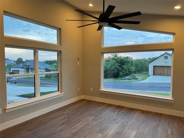 3318 Bay W Blvd, Horseshoe Bay, TX 78657 - unfurnished room with baseboards, plenty of natural light, dark wood-style floors, recessed lighting, and a ceiling fan