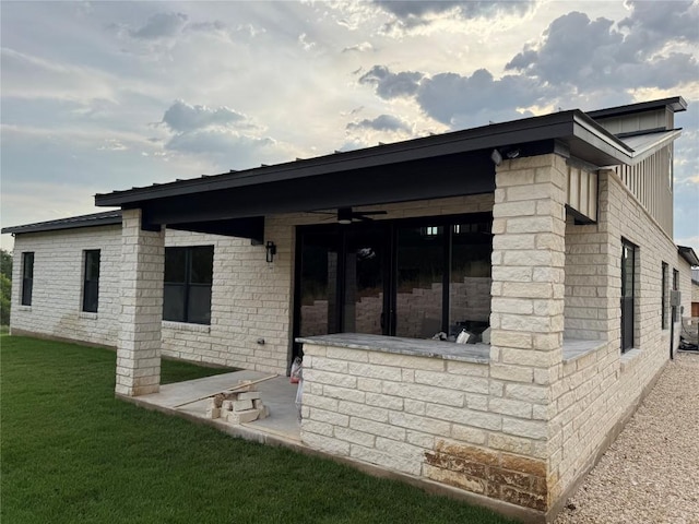 3318 Bay W Blvd, Horseshoe Bay, TX 78657 - back of house featuring a yard, a patio area, and ceiling fan