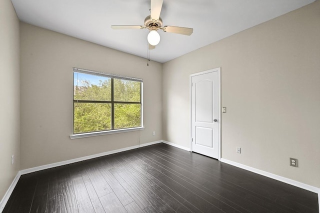 6000 Shepherd Mountain Cv Unit 107, Austin, TX 78730 - empty room with a ceiling fan, baseboards, and dark wood finished floors