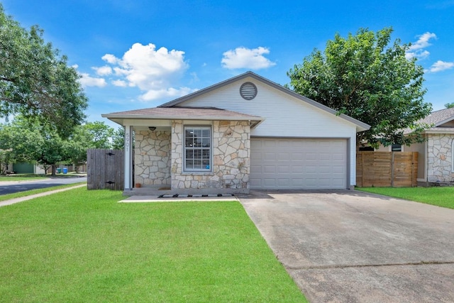5901 Jacob Gln, Austin, TX 78727 - single story home featuring concrete driveway, stone siding, and a garage
