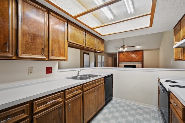 3317 William Cannon Dr Unit A, Austin, TX 78745 - kitchen featuring a sink, dishwasher, light countertops, electric range, and light flooring