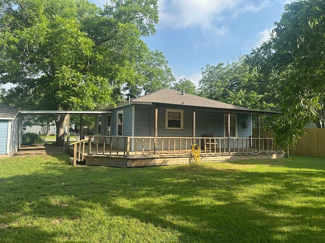 762 E Walnut St, La Grange, TX 78945 - back of house with a deck and a shingled roof