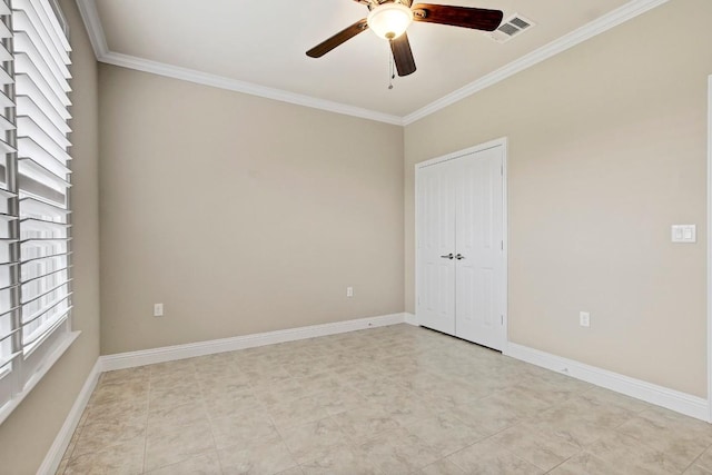 122 Coffee Mill Creek Rd, Georgetown, TX 78633 - spare room with ornamental molding, ceiling fan, and baseboards
