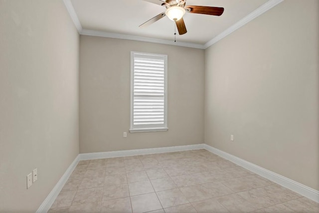 122 Coffee Mill Creek Rd, Georgetown, TX 78633 - empty room featuring a ceiling fan, ornamental molding, and baseboards