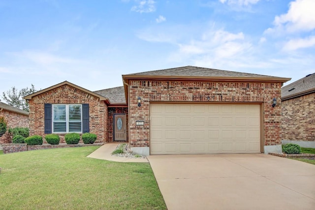 122 Coffee Mill Creek Rd, Georgetown, TX 78633 - view of front of property with brick siding, driveway, roof with shingles, and a front yard