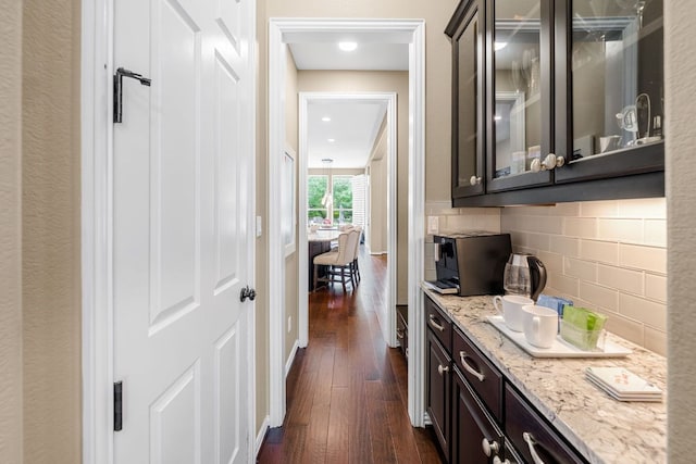 285 Sand Hills Ln, Austin, TX 78737 - bar featuring dark wood-style floors and tasteful backsplash