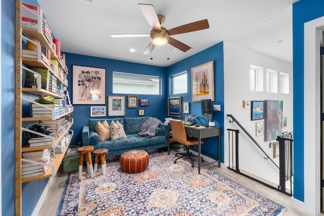 5202 Rob Scott St, Austin, TX 78721 - office space featuring a ceiling fan and wood finished floors