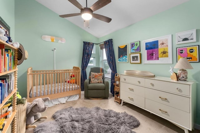 5202 Rob Scott St, Austin, TX 78721 - carpeted bedroom featuring lofted ceiling and ceiling fan