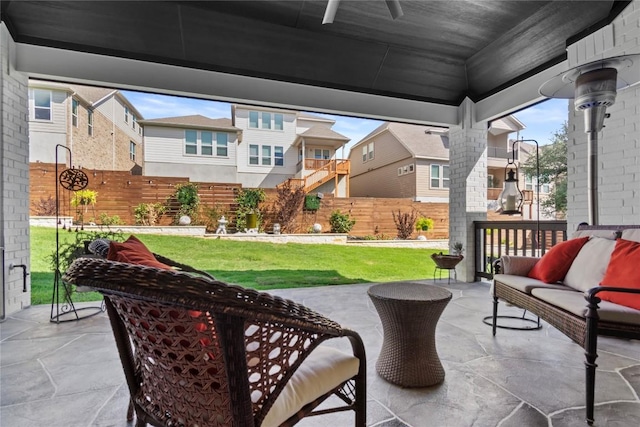 view of patio with ceiling fan