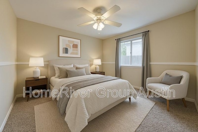 1481 Newbury St, Georgetown, TX 78626 - carpeted bedroom featuring baseboards and ceiling fan