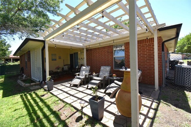 2803 Mason Dr, Killeen, TX 76549 - view of patio featuring a pergola and central AC unit