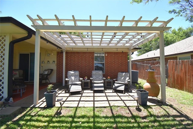 2803 Mason Dr, Killeen, TX 76549 - view of patio with fence, an outdoor living space, and a pergola