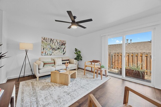 5916 Signal Pt, Austin, TX 78724 - living room featuring ceiling fan and wood finished floors