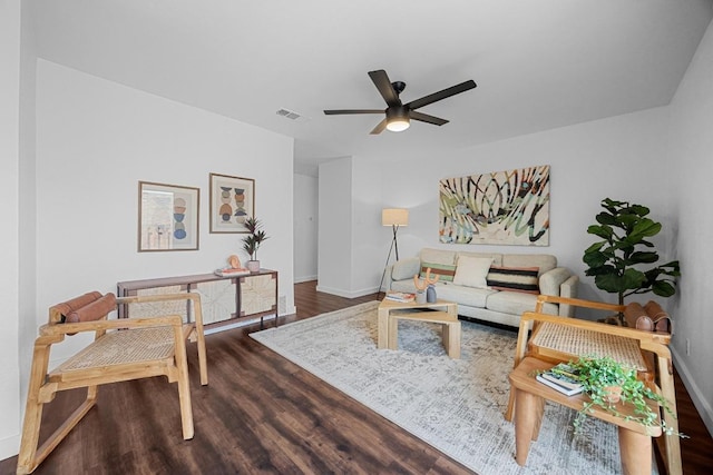 5916 Signal Pt, Austin, TX 78724 - living room featuring a ceiling fan and wood finished floors