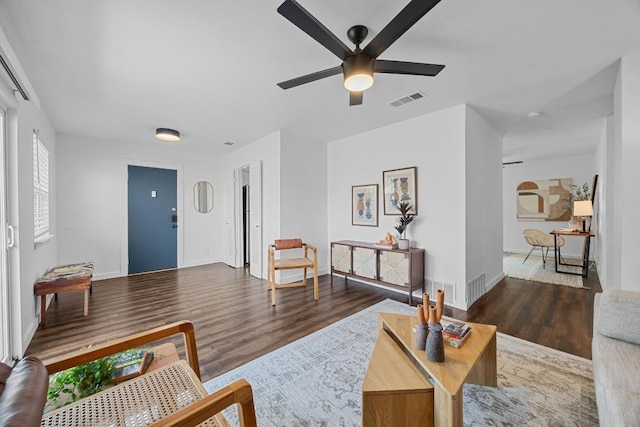 5916 Signal Pt, Austin, TX 78724 - living area with wood finished floors and ceiling fan