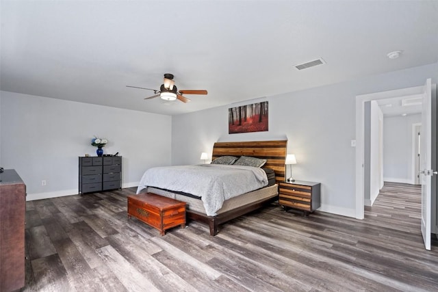 361 Whispering Hollow Dr, Kyle, TX 78640 - bedroom with wood finished floors, baseboards, and a ceiling fan