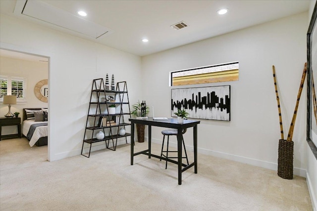 4608 Windy Brook Dr Unit B, Austin, TX 78723 - carpeted office space featuring attic access, baseboards, and recessed lighting