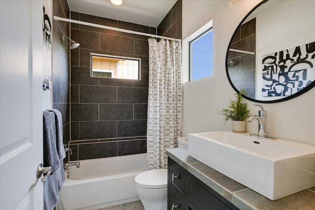 4608 Windy Brook Dr Unit B, Austin, TX 78723 - full bathroom with toilet, shower / bath combo with shower curtain, and vanity
