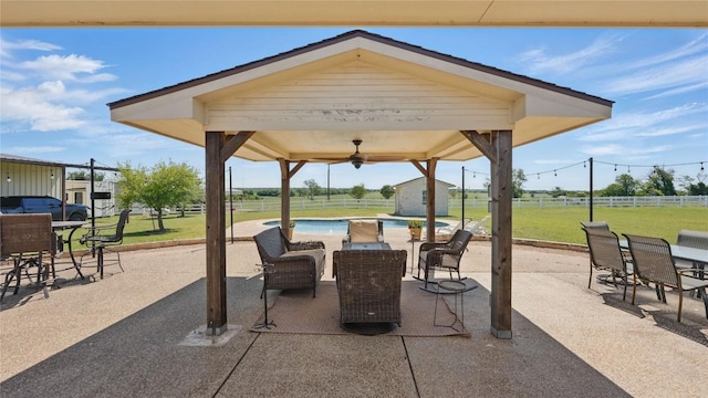 310 Hatter Dr, Moody, TX 76557 - view of patio / terrace with outdoor dining area, a gazebo, and a ceiling fan
