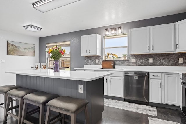 407 Osman Dr, Killeen, TX 76542 - kitchen with dishwasher, a sink, decorative backsplash, and finished concrete flooring