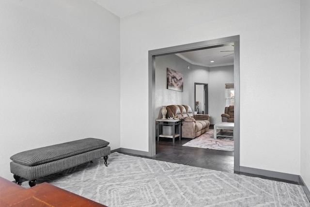407 Osman Dr, Killeen, TX 76542 - sitting room with baseboards, finished concrete floors, and ornamental molding