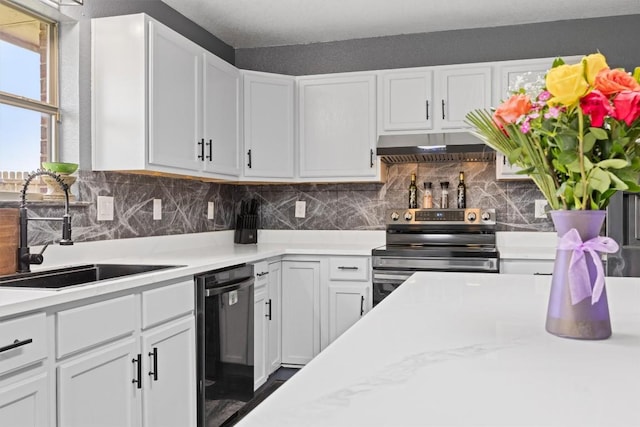 407 Osman Dr, Killeen, TX 76542 - kitchen with a sink, dishwashing machine, electric range, under cabinet range hood, and white cabinets