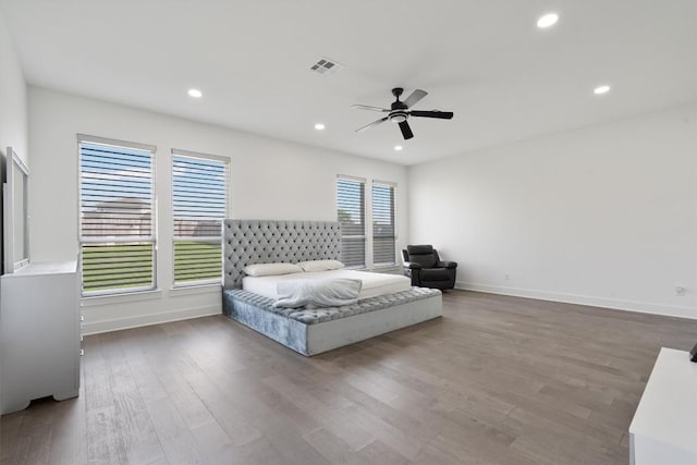 4916 Risana Bnd, Round Rock, TX 78665 - bedroom featuring wood finished floors, baseboards, recessed lighting, and ceiling fan