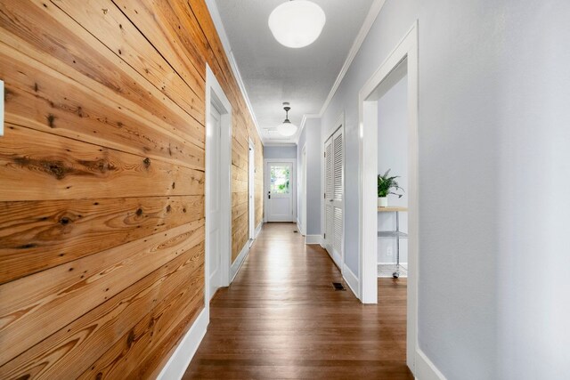 4536 Duval St Unit 2, Austin, TX 78751 - hall featuring dark wood-style flooring and ornamental molding