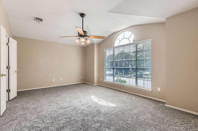 10517 S Canoa Hills Trl, Austin, TX 78717 - carpeted spare room with plenty of natural light, a ceiling fan, lofted ceiling, and baseboards