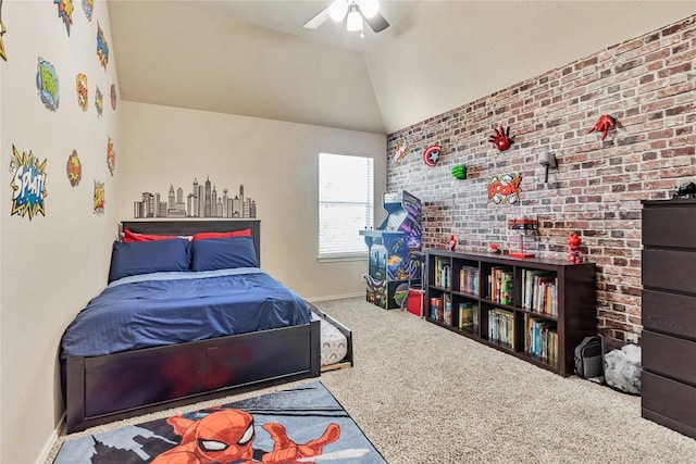 607 Westbury Ln, Georgetown, TX 78633 - carpeted bedroom with lofted ceiling and a ceiling fan