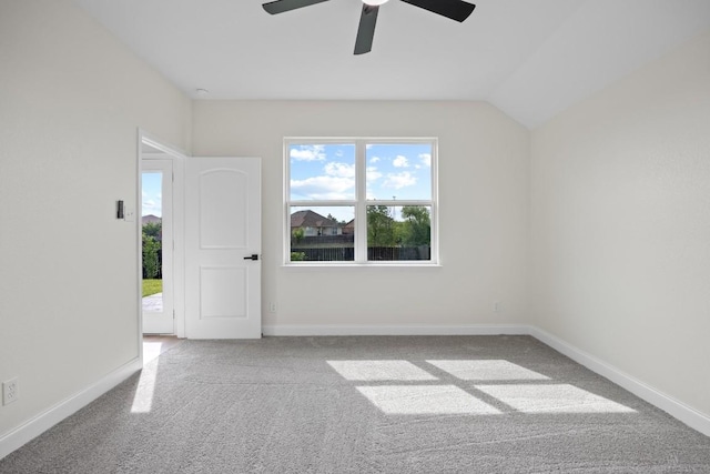 13221 Cabinet Dr, Manor, TX 78653 - unfurnished room with carpet, ceiling fan, healthy amount of natural light, and lofted ceiling