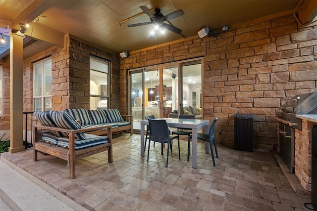 402 Dry Gulch Bnd, Cedar Park, TX 78613 - view of patio featuring ceiling fan, an outdoor living space, and outdoor dining space
