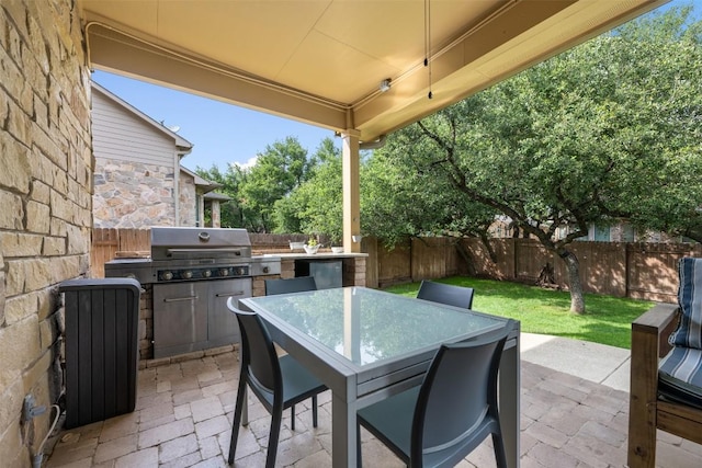 402 Dry Gulch Bnd, Cedar Park, TX 78613 - fenced backyard with a patio and outdoor dining area