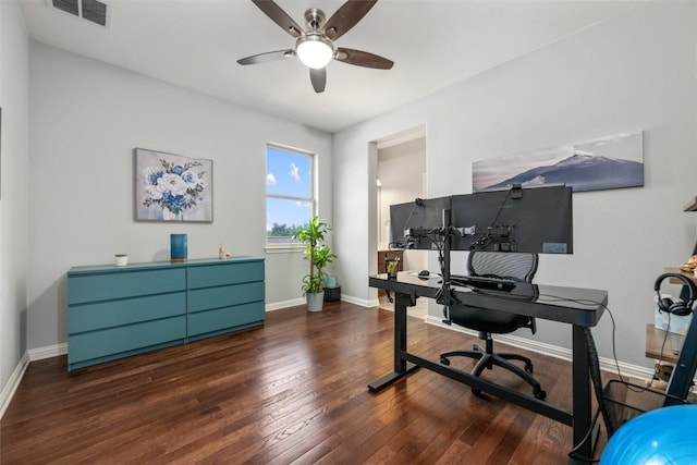 402 Dry Gulch Bnd, Cedar Park, TX 78613 - office with ceiling fan, hardwood / wood-style floors, and baseboards