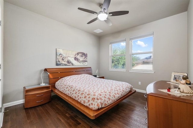402 Dry Gulch Bnd, Cedar Park, TX 78613 - bedroom featuring baseboards, dark wood-type flooring, and ceiling fan