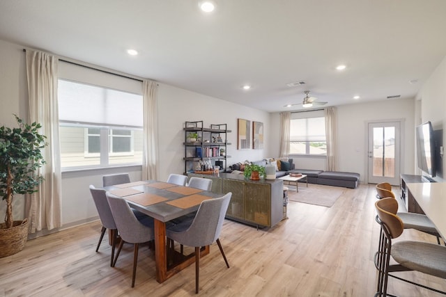 7812 City Top Blvd, Austin, TX 78724 - dining room featuring light wood-type flooring, recessed lighting, and a ceiling fan