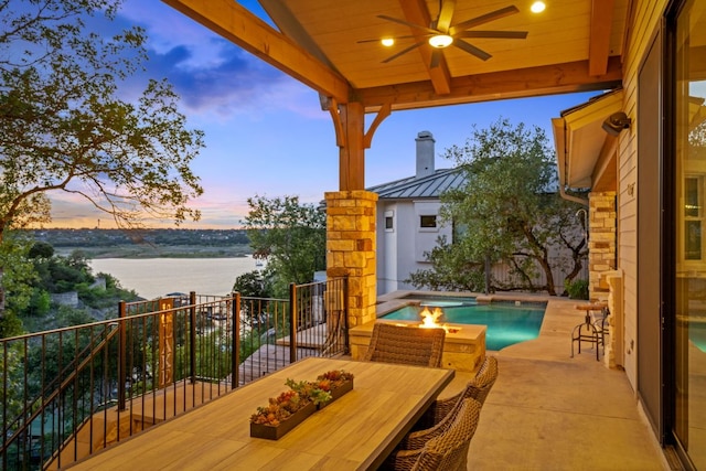 1107 Challenger, Lakeway, TX 78734 - patio / terrace with a ceiling fan and a water view