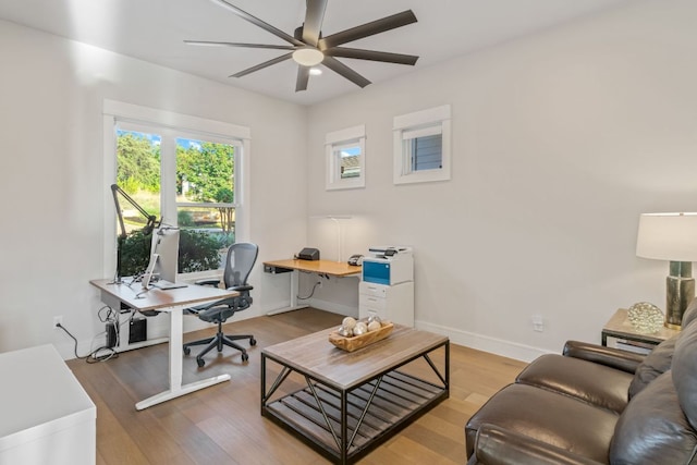 1107 Challenger, Lakeway, TX 78734 - office with a ceiling fan and wood finished floors