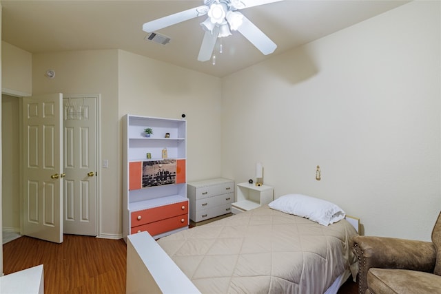 5219 Moon Shadow Dr, Austin, TX 78735 - bedroom with wood finished floors and ceiling fan