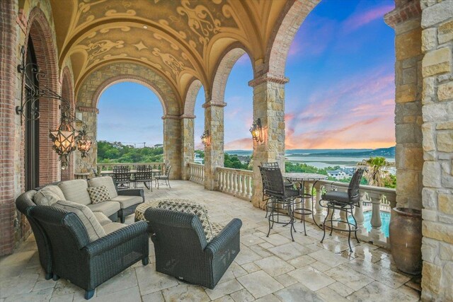 12861 Hughes Park Rd, Austin, TX 78732 - view of patio with an outdoor living space and outdoor dining space