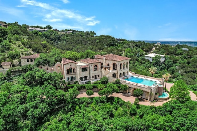 12861 Hughes Park Rd, Austin, TX 78732 - bird's eye view of a pool area