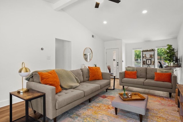 8907 Hunters Trce, Austin, TX 78758 - living area featuring wood finished floors, a ceiling fan, and recessed lighting