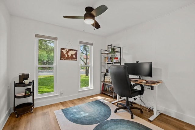 8907 Hunters Trce, Austin, TX 78758 - office space featuring ceiling fan, baseboards, and wood finished floors