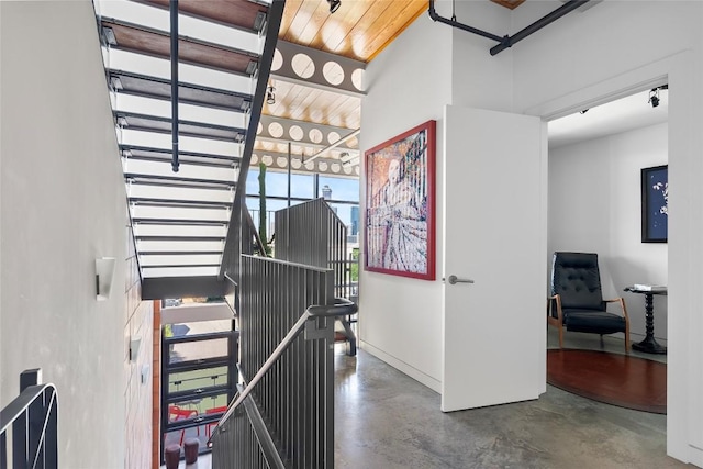 1401 Eva St Unit 406, Austin, TX 78704 - stairs with finished concrete flooring
