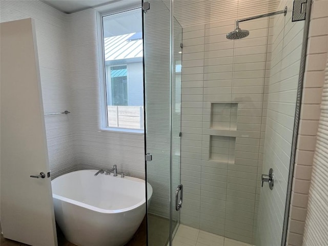 204 Blue Blaze Trl, Georgetown, TX 78628 - full bathroom with a freestanding bath and a shower stall