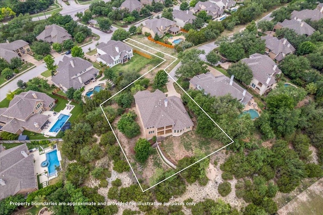 457 Santaluz Ln, Austin, TX 78732 - aerial view of residential area featuring property parcel outlined