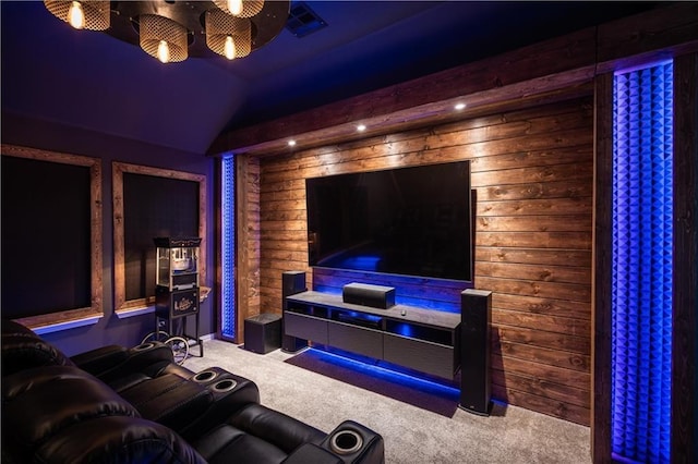 433 Vista Portola Loop, Liberty Hill, TX 78642 - carpeted home theater with log walls