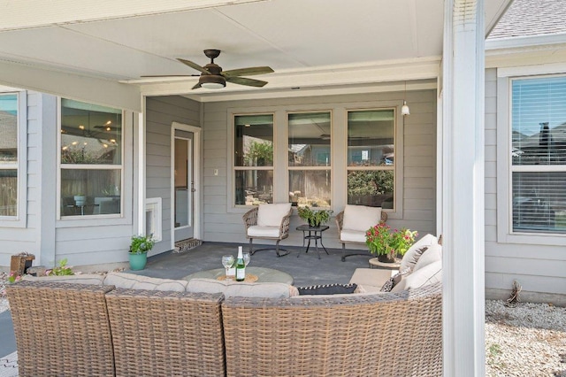 433 Vista Portola Loop, Liberty Hill, TX 78642 - view of patio / terrace featuring ceiling fan