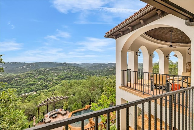 1710 Mount Larson Rd, Austin, TX 78746 - balcony with a mountain view and a ceiling fan